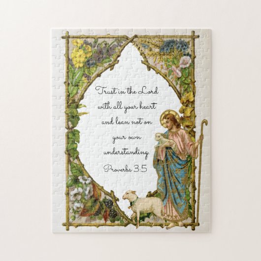 Religious Proverbs 3:5 Scripting Jesus Shepherd Legpuzzel (Verticaal)