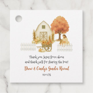 Religious Rustic Herfst Gender Reveal Favoriet Tag Bedankjes Labels