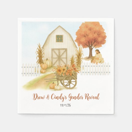 Religious Rustic Herfst Gender Reveal Napkins Servet (Voorkant)