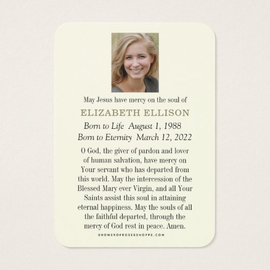 Religious Sacred Heart Jesus Funeral Prayer Kaart (Achterkant)