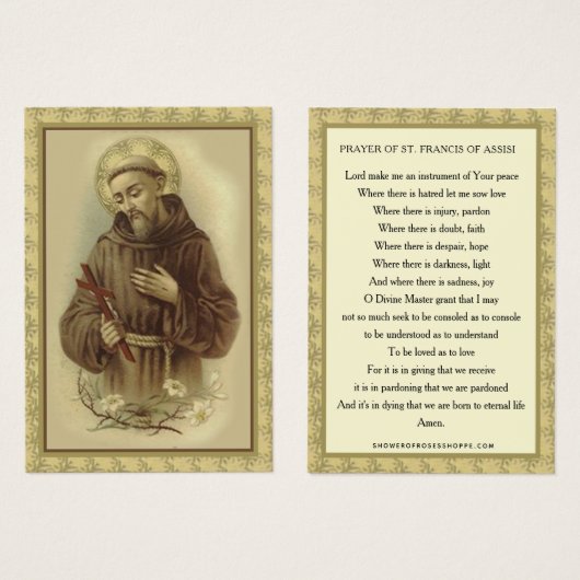 RELIGIOUS SAINT FRANCIS ASSISI PRAYER PRIEST VISITEKAARTJE (Voorkant /achterkant)