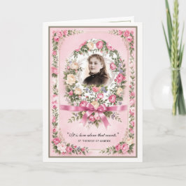 Religious St. Therese Vintage Pink Roses Prayer Kaart