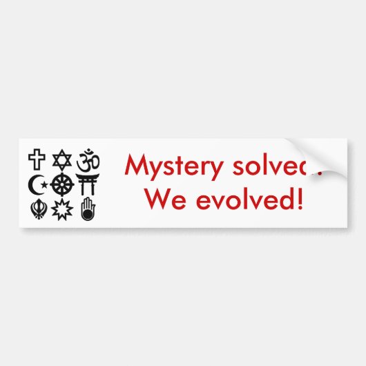 Religious_syms, Mystery loste!We zijn geëvolueerd! Bumpersticker (Voorkant)