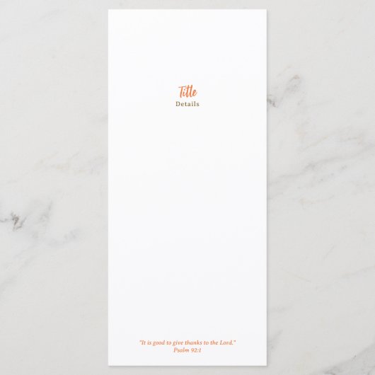 Religious Thanksgiving Dinner Faith Bible Quote Menu (Achterkant)