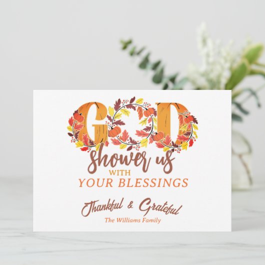 Religious Thanksgiving Faith Bible Quote Feestdagenkaart (Staand voorkant)