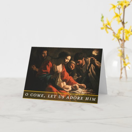 Religious Themed Christmas Card Kaart (Gele Bloem)