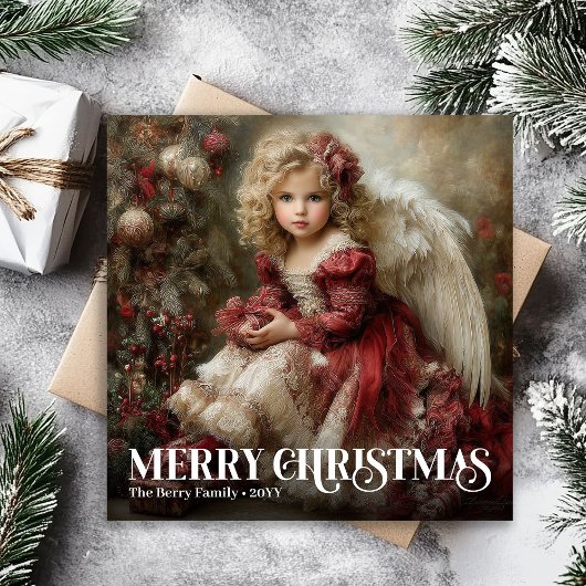Religious Victorian Angel Classic Christmas Card Feestdagenkaart