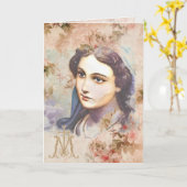 Religious Virgin Mary Catholic Floral Kaart (Gele Bloem)