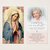 Religious Virgin Mary Cross Photo Prayer Card Visitekaartje (Voorkant /achterkant)