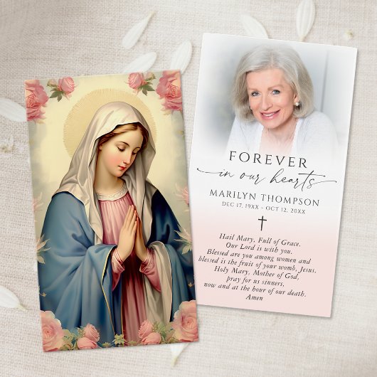 Religious Virgin Mary Cross Photo Prayer Card Visitekaartje