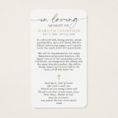 Religious Virgin Mary Cross Sympathy Prayer Card Visitekaartje (Achterkant)