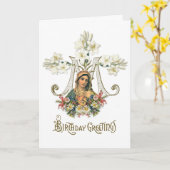 Religious Virgin Mary Floral Catholic Vintage Kaart (Gele Bloem)