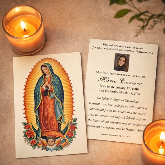 Religious Virgin Mary Guadalupe Catholic Funeral Visitekaartje
