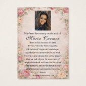 Religious Virgin Mary Guadalupe Catholic Funeral Visitekaartje (Achterkant)