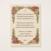 Religious Virgin Mary Guadalupe Catholic Prayer Visitekaartje (Achterkant)