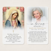 Religious Virgin Mary In Loving Memory Prayer Card Visitekaartje (Voorkant /achterkant)