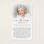 Religious Virgin Mary In Loving Memory Prayer Card Visitekaartje (Achterkant)