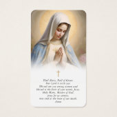 Religious Virgin Mary In Memory Cross Prayer Card Visitekaartje (Voorkant)