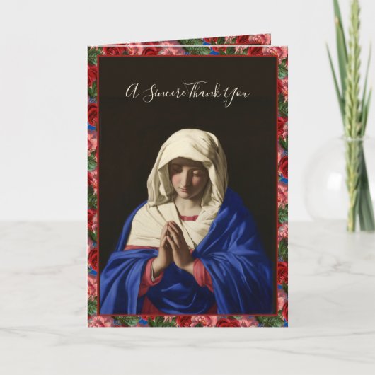 Religious Virgin Mary in Prayer Roses Scripture Kaart (Voorkant)