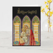 Religious Virgin Mary Jesus Glas in lood Ramen Kaart (Gele Bloem)