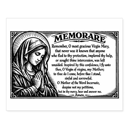 Religious Virgin Mary Memorare Catholic Prayer Rubberstempel (Afrduk)