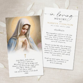 Religious Virgin Mary Photo Funeral Prayer Card Visitekaartje