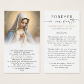 Religious Virgin Mary Photo Sympathy Prayer Card Visitekaartje (Voorkant /achterkant)