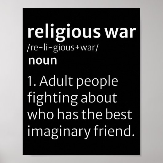 Religious War Dictionary Sarcastic Definition Funn Poster (Voorkant)