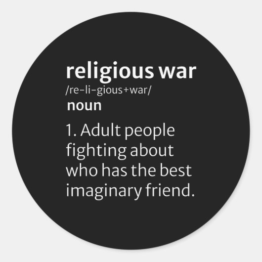 Religious War Dictionary Sarcastic Definition Funn Ronde Sticker (Voorkant)