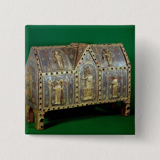 Reliquaire borst van St. Calminius, Limoges Vierkante Button 5,1 Cm (Voorkant)