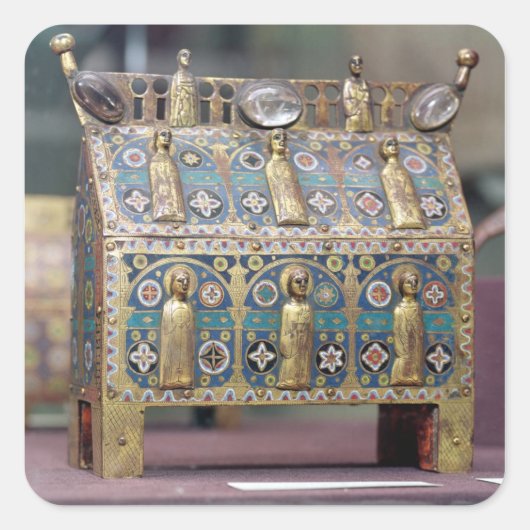Reliquary Chasse, Limoges, c.1200-50 Vierkante Sticker (Voorkant)