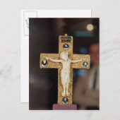 Reliquary kruisbeeld, ivoor Christus op goudkruis Briefkaart (Voorkant / Achterkant)