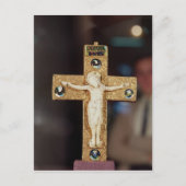 Reliquary kruisbeeld, ivoor Christus op goudkruis Briefkaart (Voorkant)