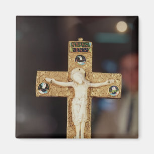 Reliquary kruisbeeld, ivoor Christus op goudkruis Magneet
