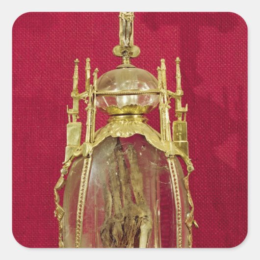 Reliquary met de hand van St. Attalia Vierkante Sticker (Voorkant)