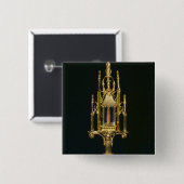 Reliquary Monstrance met stuk kruis Vierkante Button 5,1 Cm (Voorkant /achterkant)