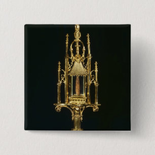 Reliquary Monstrance met stuk kruis Vierkante Button 5,1 Cm
