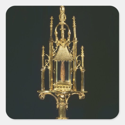 Reliquary Monstrance met stuk kruis Vierkante Sticker (Voorkant)