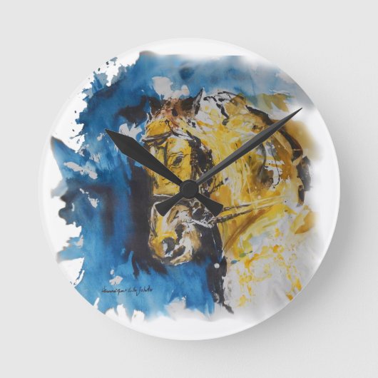 Relógio de parede Cavalo em Manchas Aguadas Ronde Klok (Voorkant)