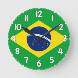 Relógio de Parede Com a Bandeira do Brasil Ronde Klok