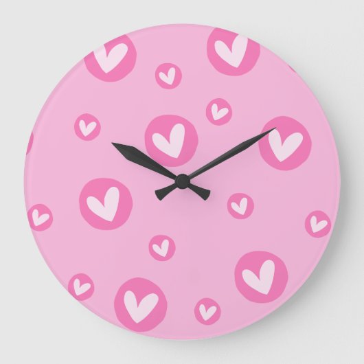 Relógio de Parede com Padrão de Corações Rosa Grote Klok (Voorkant)