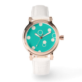 RELOGIO DESIGN Padrão Gráfico em Turquesa e Branco Horloge