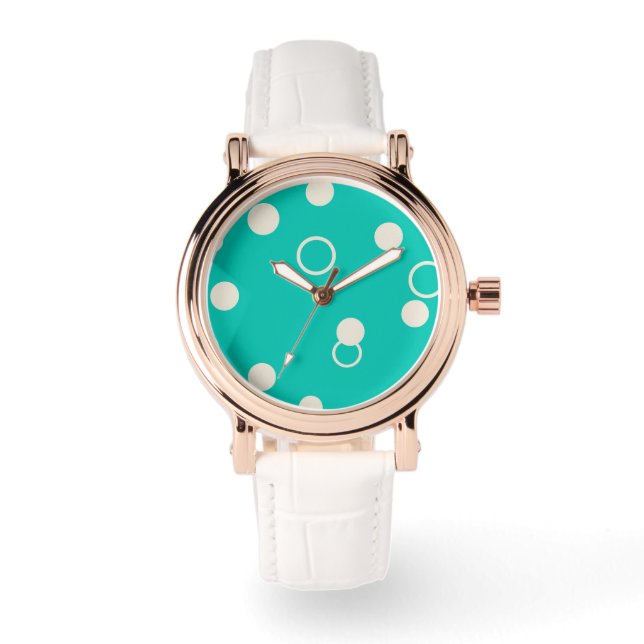 RELOGIO DESIGN Padrão Gráfico em Turquesa e Branco Horloge (Voorkant)