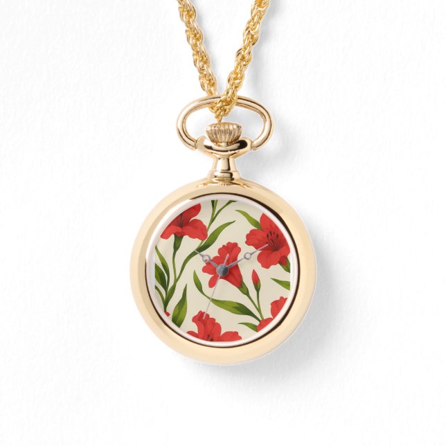 relógio florais vermelha  horloge (Voorkant)