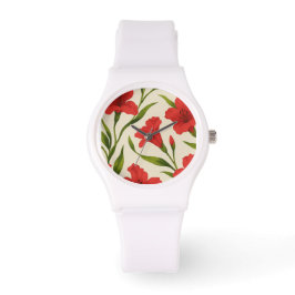 relógio florais vermelha  horloge