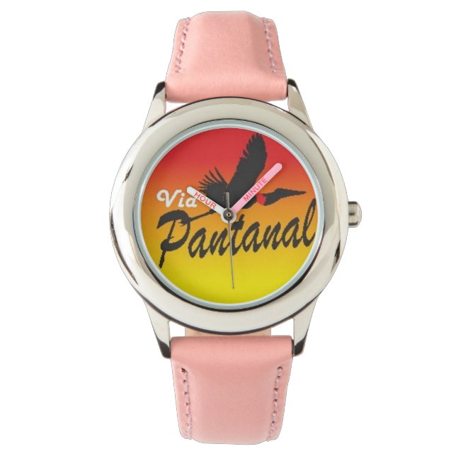 Relógio Infantil Rosa de Aço Inoxidável e Pulseira Horloge (Voorkant)