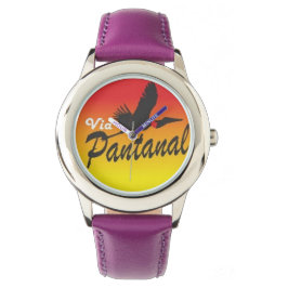 Relógio Infantil Roxo de Aço Inoxidável Horloge