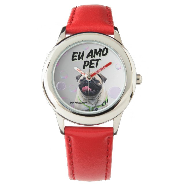 Relógio Infantil Vermelho Pet Horloge (Voorkant)