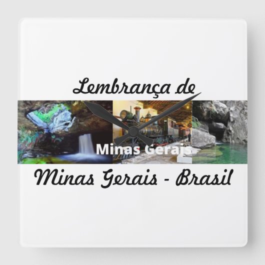 Relogio lembrança de Minas Gerais Vierkante Klok (Voorkant)