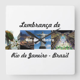Relogio lembrança de Rio de Janeiro Vierkante Klok